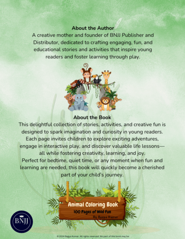 Animal Coloring Book - 100 Pages